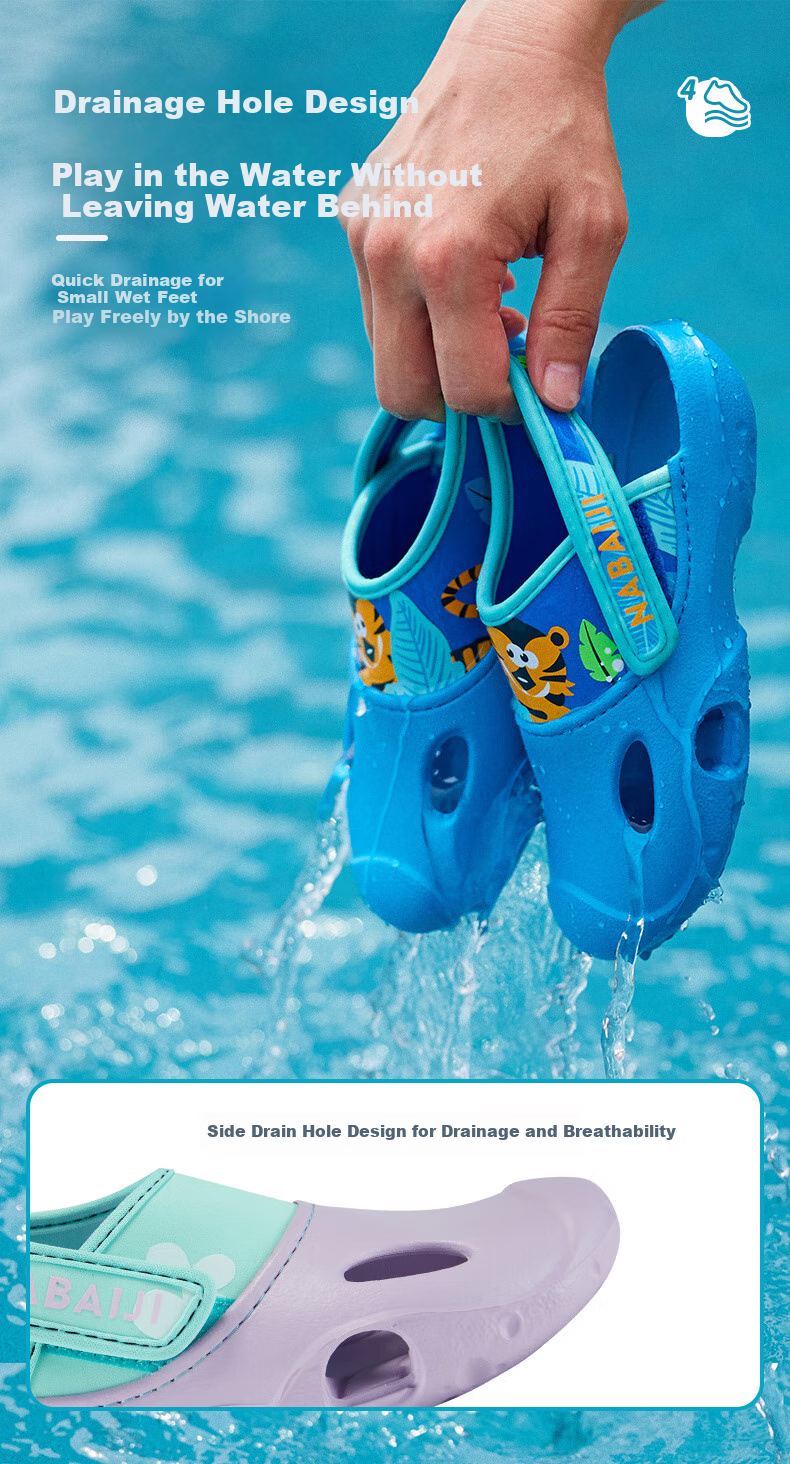 DECATHLON Children's Sandals, Big Kids' Baby Princess Pool Shoes, IVL4 Light Blue Little Tiger, Size 28/29-4463426 5