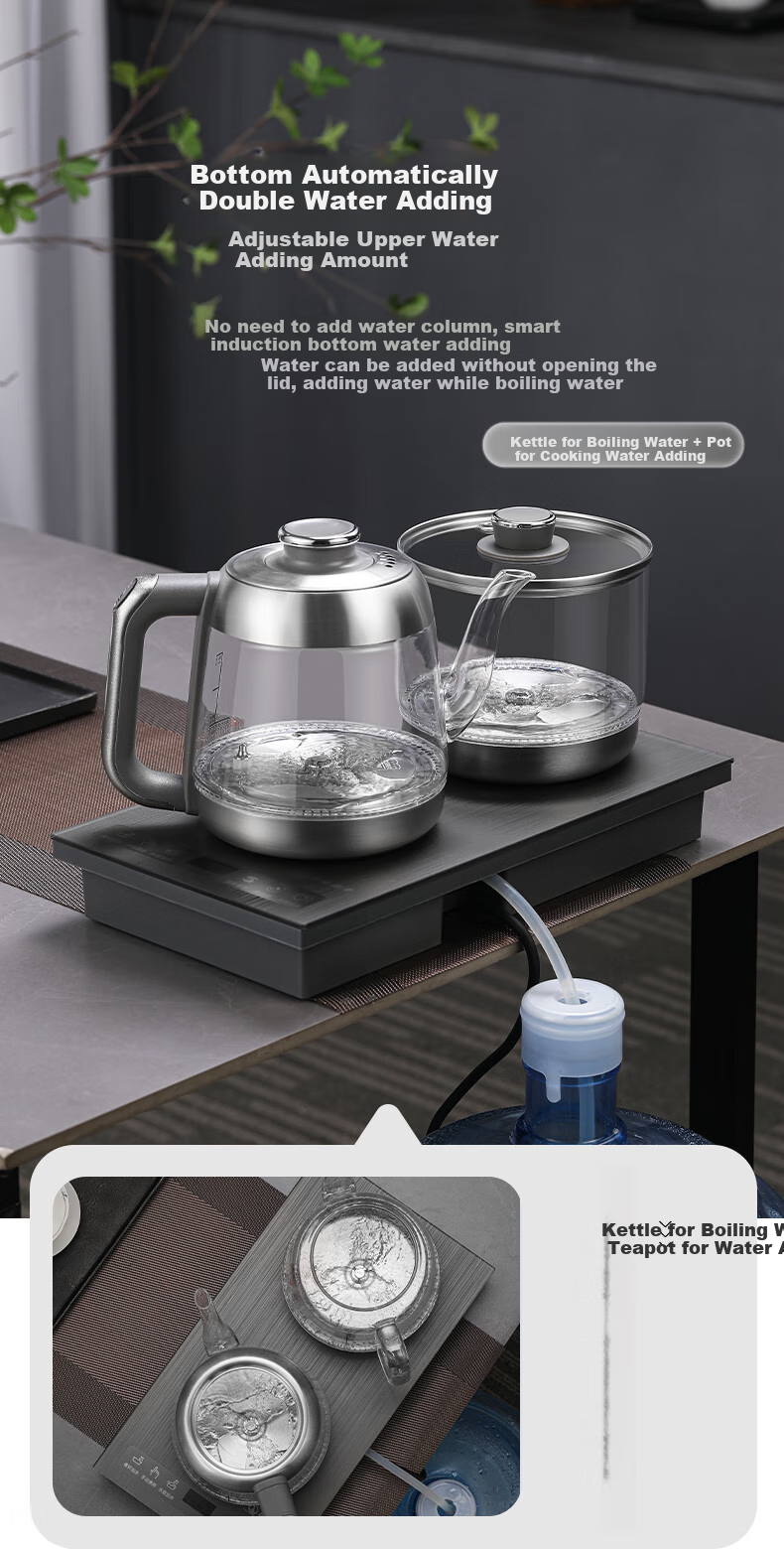 Biooner Fully Automatic Electric Kettle with Water Inlet, Tea Table Kettle for Home And Office Use, Built-In Tea Table All-In Tea Brewing Device, Electric Tea Stove Set RY-17 Steaming Tea Model 3