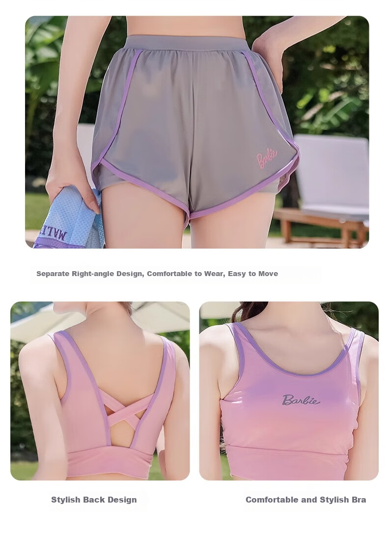 Barbie Conservative Two-Piece Swimsuit Set for Women, Hot Spring And Beach Vacation Swimwear, Plus Size Elegant Slimming Swimwear 15