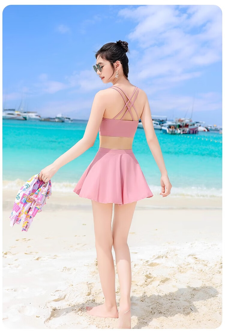 Barbie Women's Two-Piece Beach Vacation Swimwear Set, Long-Sleeve Cover-Up, Slimming Swimwear for Hot Springs Resort 13