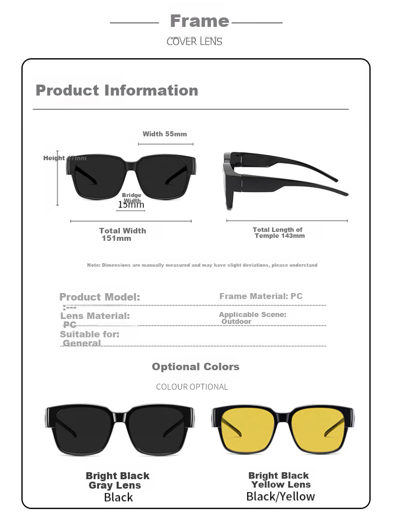 LOVECRAFT Myopia-Specific Sunglasses Clip-On for Men And Women, Driving-Specific Polarized Clip-On - Black Frame with Gray Lenses, UV Protectio 2