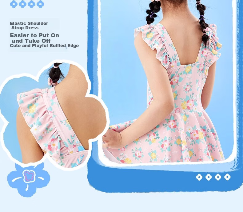 Li-Ning Children's One-Piece Swimsuit, Cute Princess-Style Swimwear for Girls, Sun Protection Swimwear 8
