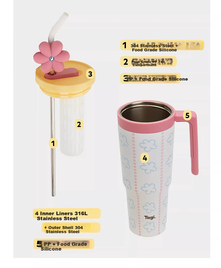 Tagi, Tiaohua Tiantan Straw Autumn And Winter Insulated Cup, 316L Stainless Steel Inner Liner, Duntun Cup, Hot Water Cup, Mid-Autumn Festival Gift 12