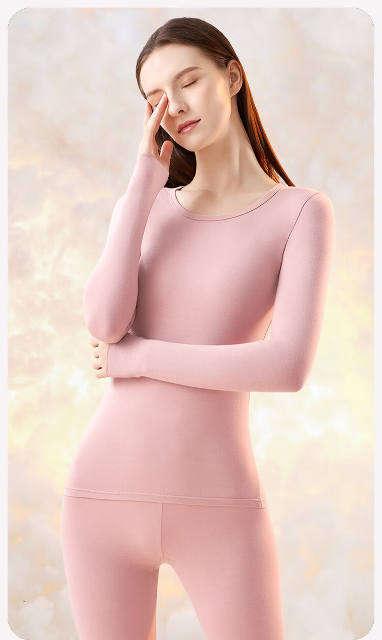 Urban Beauty [100% Cotton] Women's Thermal Underwear Pure Cotton Autumn Top and Bottom Antibacterial Crew Neck Lightweight Base Layer Set 12