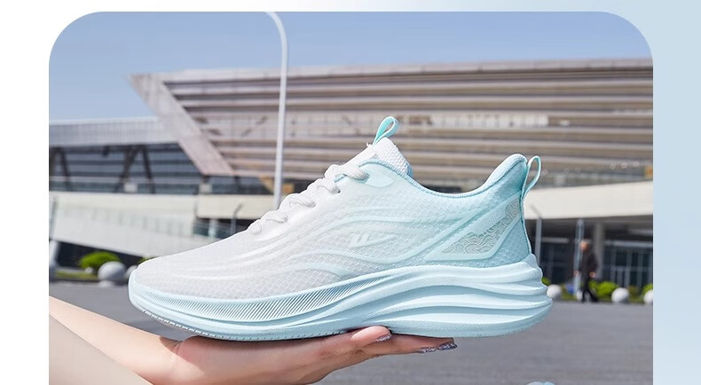 Warrior Women's Shoes, Spring And Summer New Style Breathable Mesh Sneakers, Soft-Soled Shock-Absorbing Running Shoes for Women, 4636 White Blue, Size 37 23
