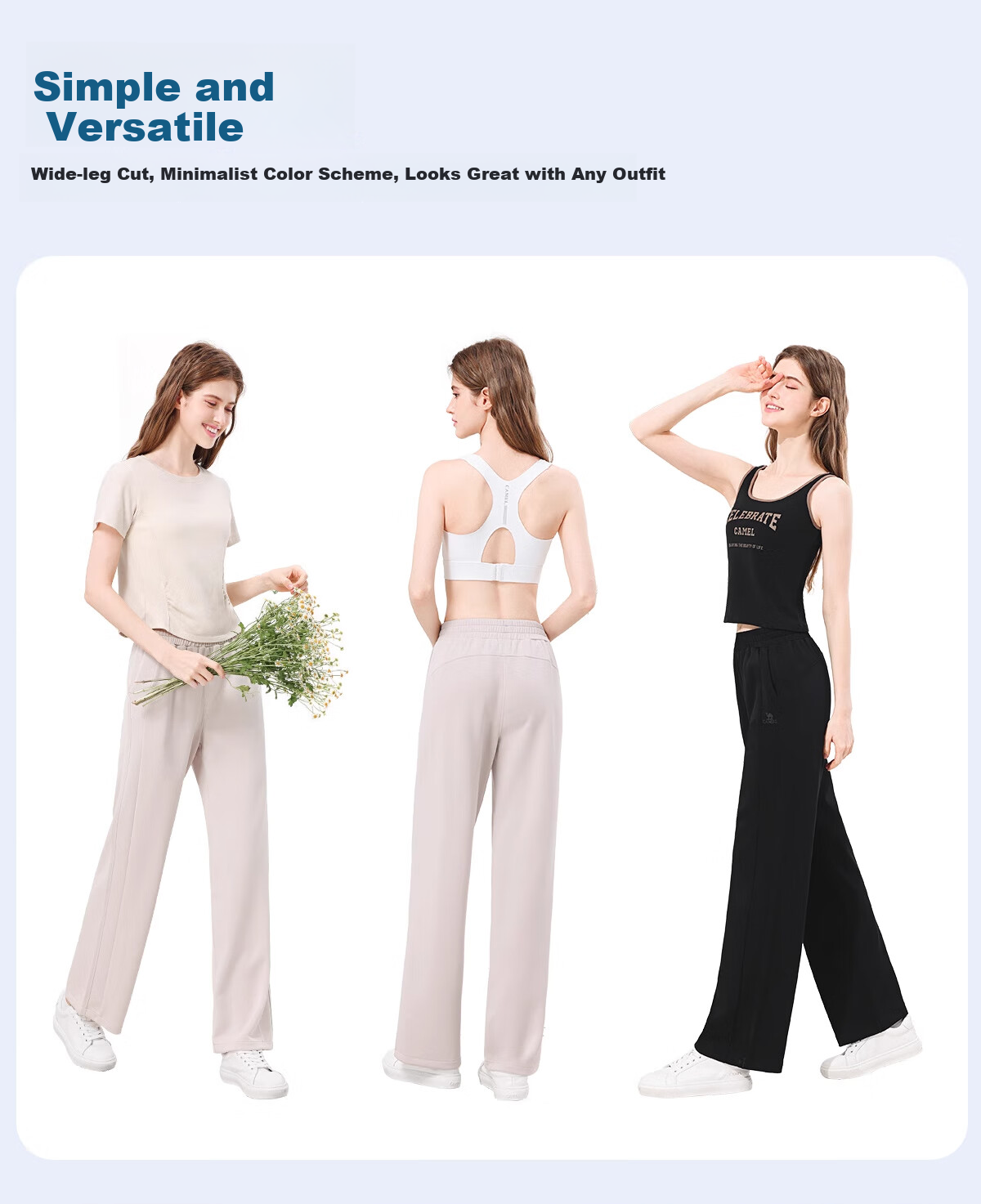 CAMEL Women's Casual Pants, Spring Sweatpants, Yoga Fitness Pants, Breathable Height-Increasing Loose Straight-Leg Pants, Knitted Sports Pants, XL 11