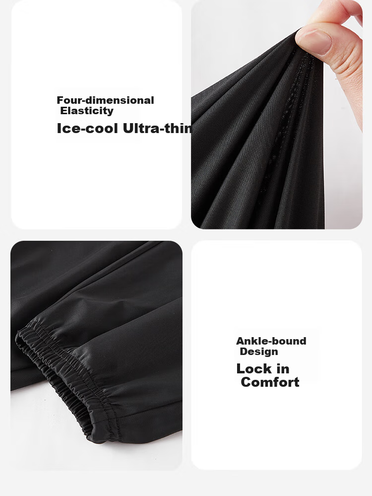 MiiOW Ice Silk Quick-Dry Pants for Women, Summer UPF50+ Sun Protection, Cool-Feeling Ankle-Tied Slimming Casual Mosquito-Proof Running Fitness Sports Pants 7