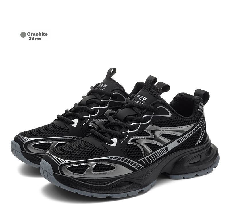 JEEP SPIRIT Men's Sneakers, Sports Dad Shoes, Breathable Mesh Casual Running Shoes for Men, 6060 Bright Sand Silver, Size 43 30