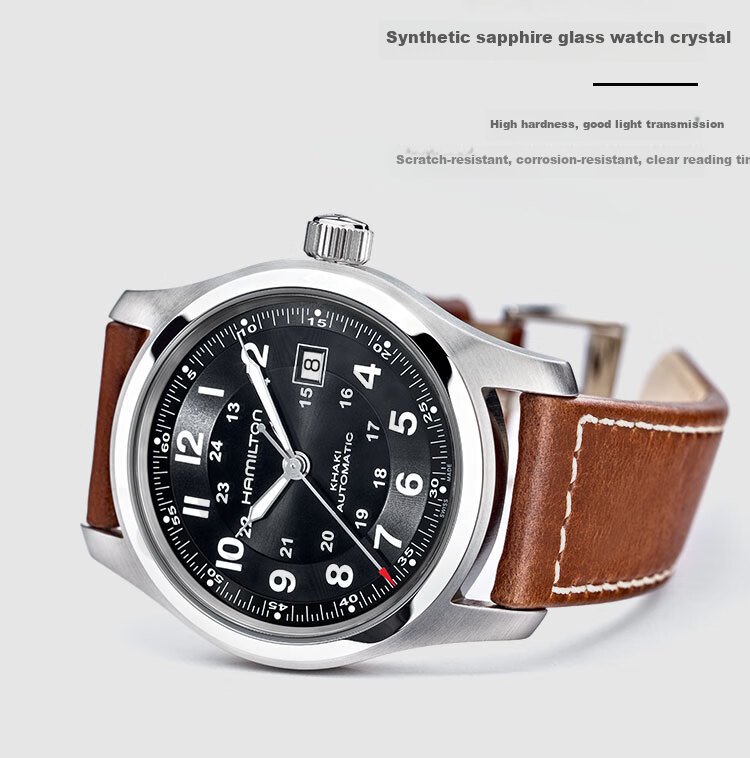 Hamilton Khaki Field Small Red Cap 38 Black Dial Steel Strap Swiss Mechanical Watch, Men's Gift 3