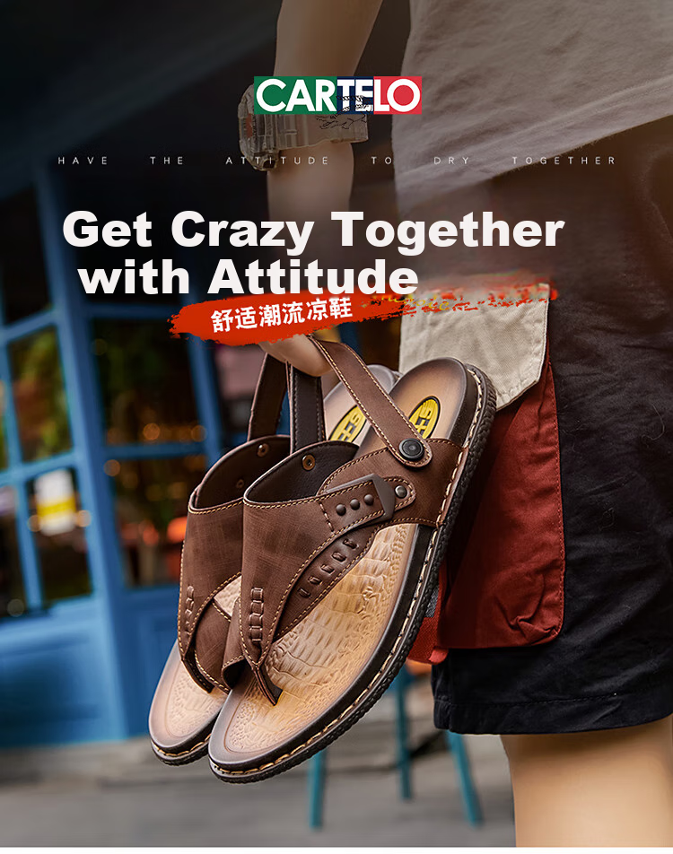 CARTELO Men's Sandals, 2026 Summer Breathable Flip-Flops, Dual-Use Soft-Soled Beach Shoes for Me 1