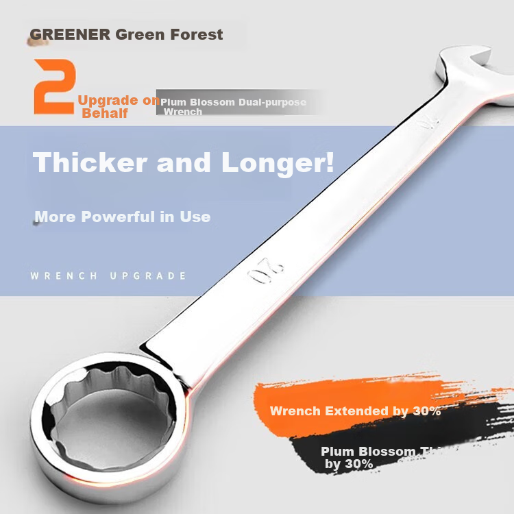 GREENER Open-End Plum Wrench Set, 6-19mm, 9-Piece Set, Dual-Use Wrench for Home And Automotive Use, Labor-Saving, Mechanical Repair Tool 1