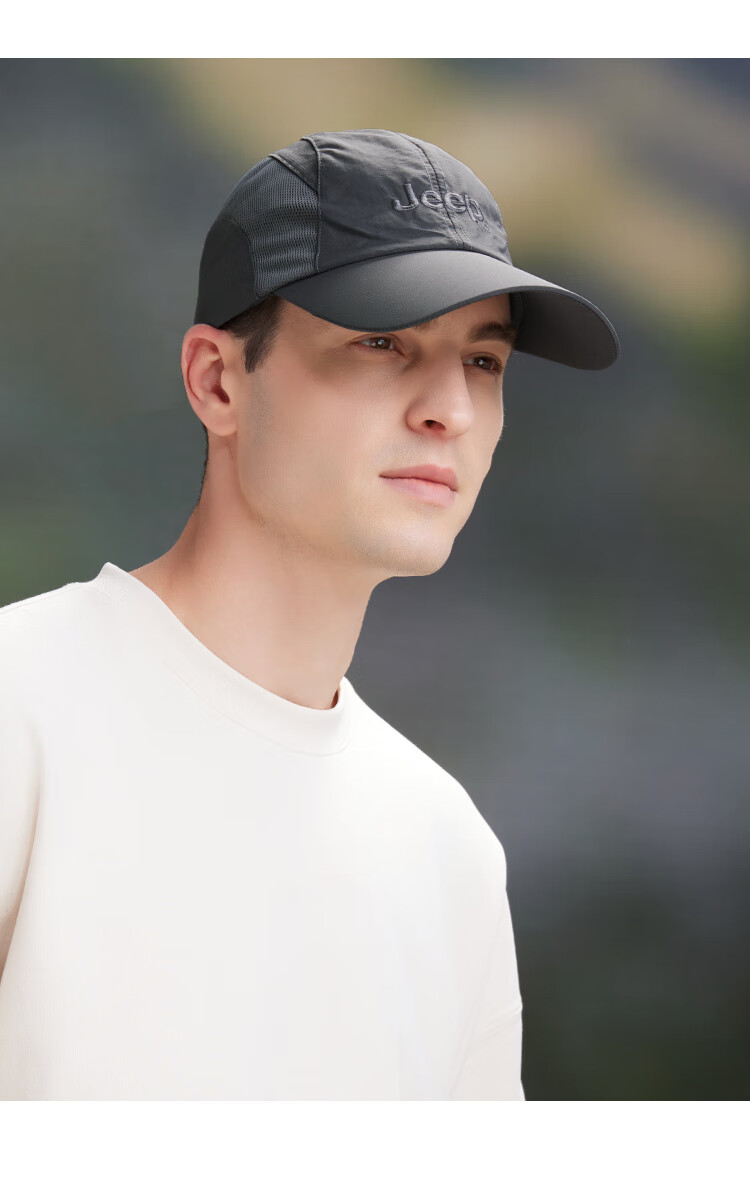 JEEP Men's Baseball Cap, Mesh Quick-Dry Breathable Visor Cap, Sports Outdoor Hiking Sun Hat, Rock Gray 10