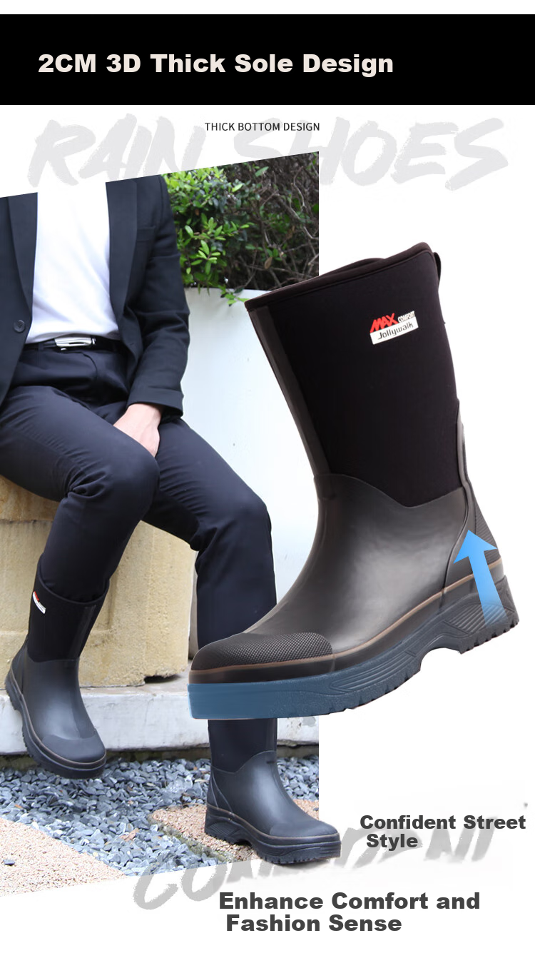 Jolly Walk Non-Slip Wear-Resistant Fishing Shoes Waterproof Rain Boots JW8101, Black Low-Cut Size 41 4