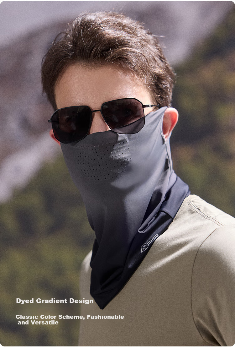 JIUMU Ice Silk Sun Protection Face Mask for Men, Cycling Summer UV-Resistant Sunshade Neck Guard Full Face Breathable Sun Protection Mask 3
