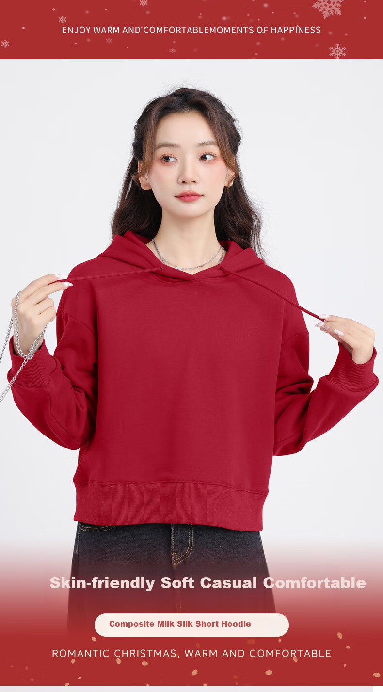 MJ STYLE Short Hoodie for Women, Spring And Autumn 2026, Loose Casual Versatile Heightening Slimming Top, Sweet Style for Petite Figures 2