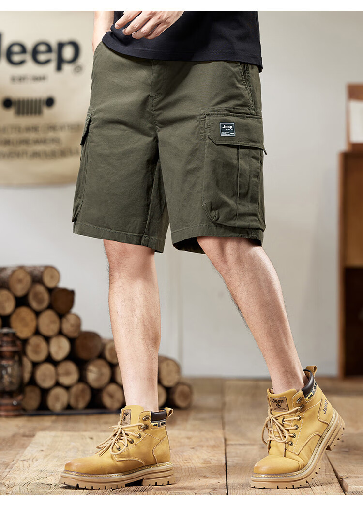 JEEP Men's Cargo Shorts, Five-Point Casual Style, Summer 2026 Thin Version, Loose Straight-Leg High-Quality Breathable Mid-Length Pants for Me 1
