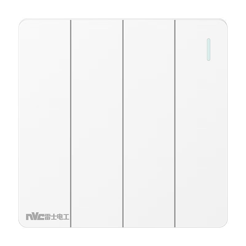NVC Lighting Electrical Four-Gang Single-Control 86-Type Flush Wall Switch Panel N25 Cream White