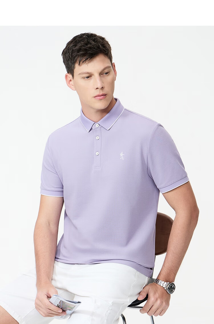 DANCING WOLVES [7A Antibacterial 2A Anti-Mite] Cool And Shape-Retaining Collar Breathable Men's Short Sleeve POLO, 102 Navy Blue, 2XL(185) 13