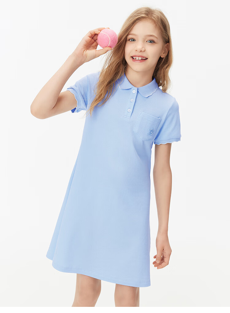 Navigare Girls' Dress, Children's Summer Thin Cool Sports Polo Dress, Casual Moment, Cherry Blossom Pink, Size 140 8