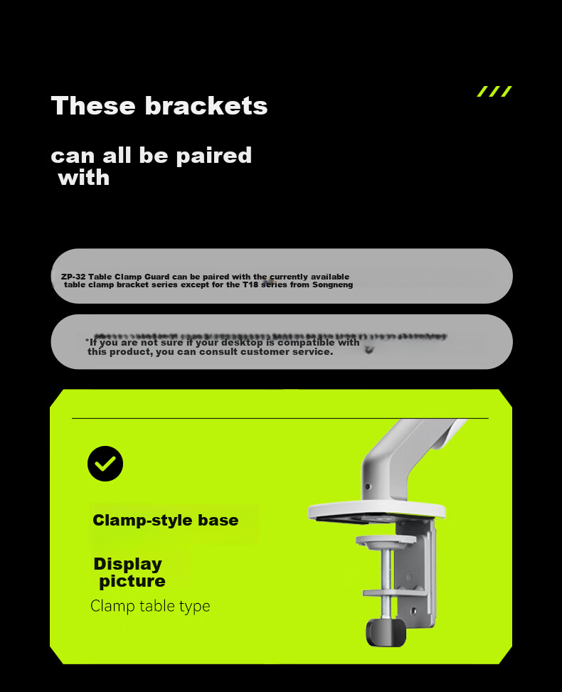 HUMANEX Bracket Clamp Table Accessory, Monitor Bracket Clamp Installation Auxiliary Accessory, ZP-32 1