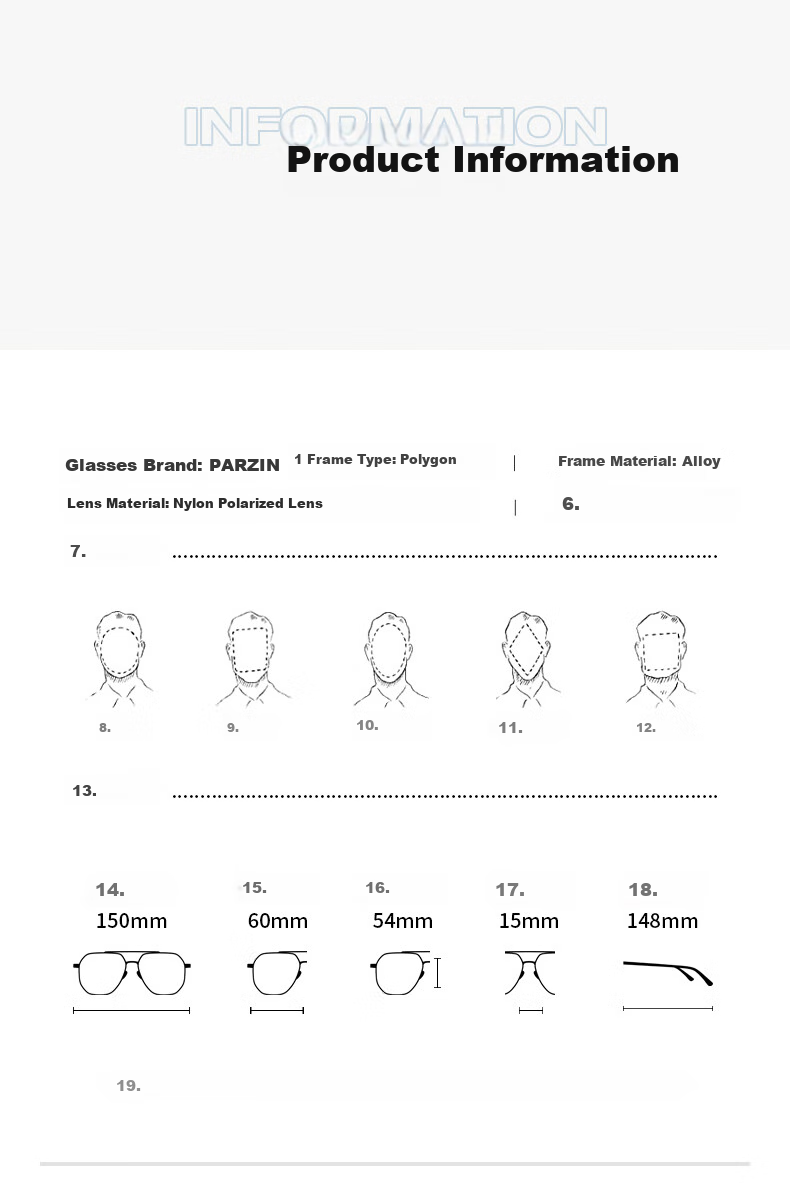 PARZIN Fan Chengcheng Style Double-Beam Alloy Aviator Sunglasses for Men, Polarized Sunglasses, Commuter Driving UV Protection Eyewear 9