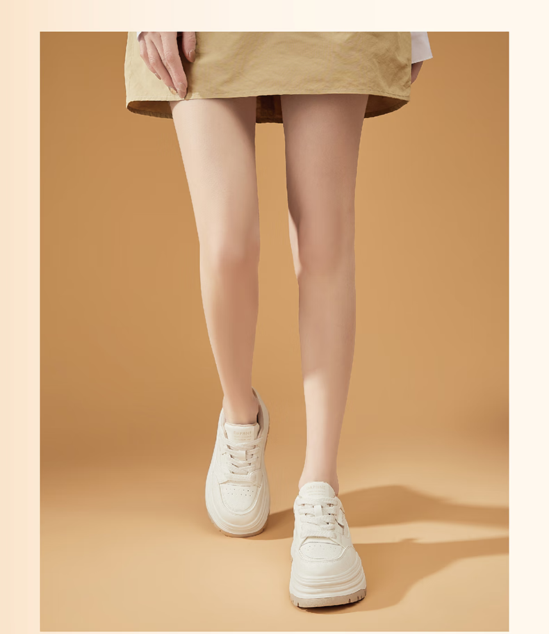 DAPHNE Thick-Soled White Sneakers for Women, 2026 New Summer Lace-Up Shoes, Fashionable Versatile Canvas Shoes for Wome 11