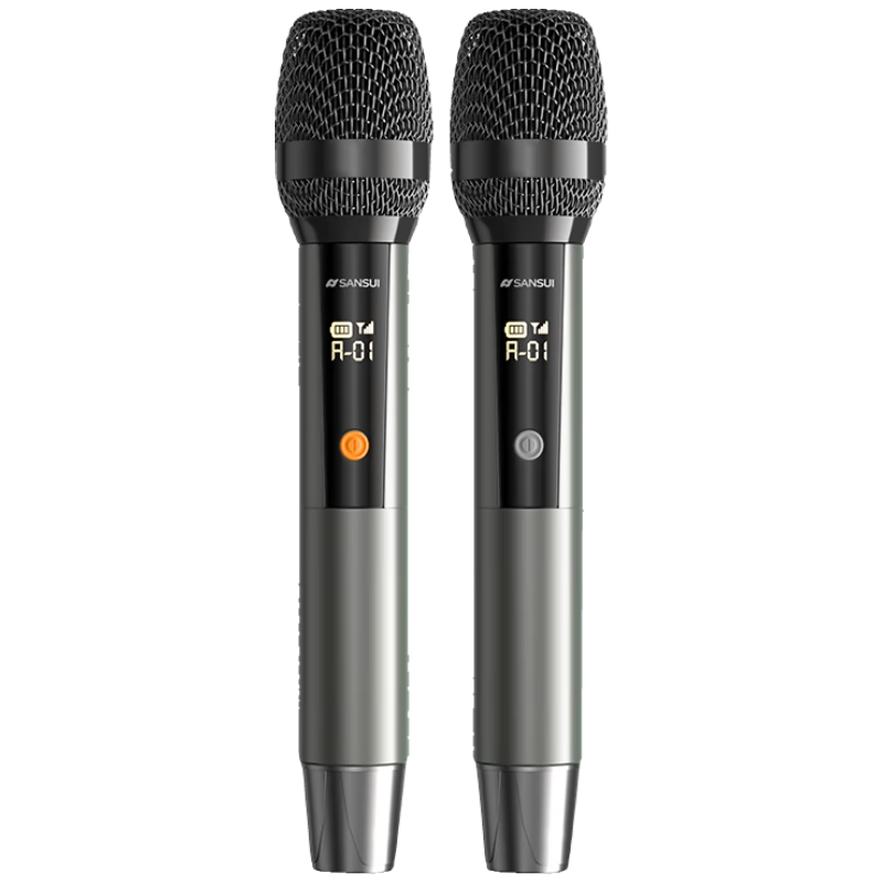 SANSUI K73 Wireless Microphone with Charging Function, UHF Band for Home KTV Singing, Stage Hosting, Lecturing, Karaoke, Conference, Speaker System, Amplifier, FM Tuning, Universal Dual-Channel Metal Microphones