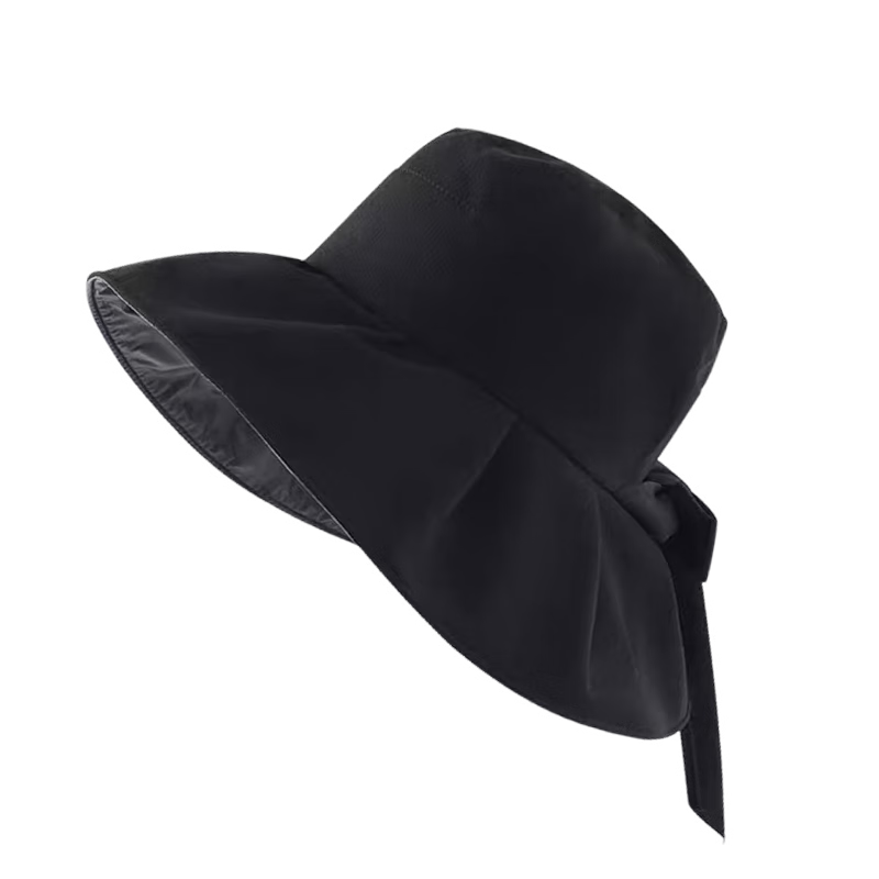 FitonTon Sun Protection Hat for Women, Summer Black Gel Beach Sun Hat, UV Protection Wide Brim Outdoor Versatile Cool Hat
