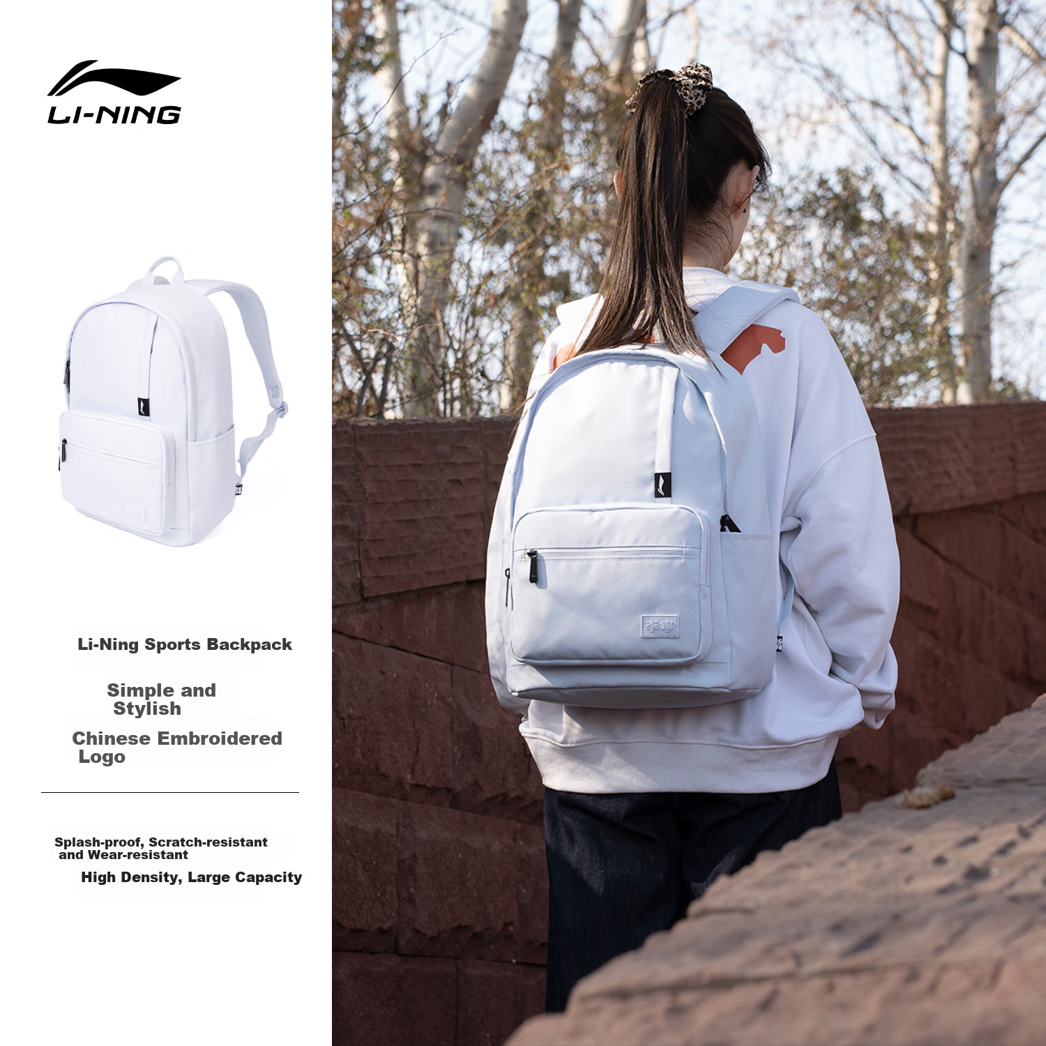 Li-Ning Backpack for Men, Large Capacity Fashionable Casual Travel Bag Laptop Bag for High School, College And Middle School Students