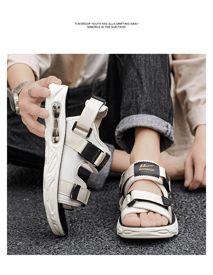 Warrior Men's Shoes, Autumn New Style Sandals, Soft-Soled Versatile Casual Beach Shoes for Men, 1082 Beige, Size 44 14