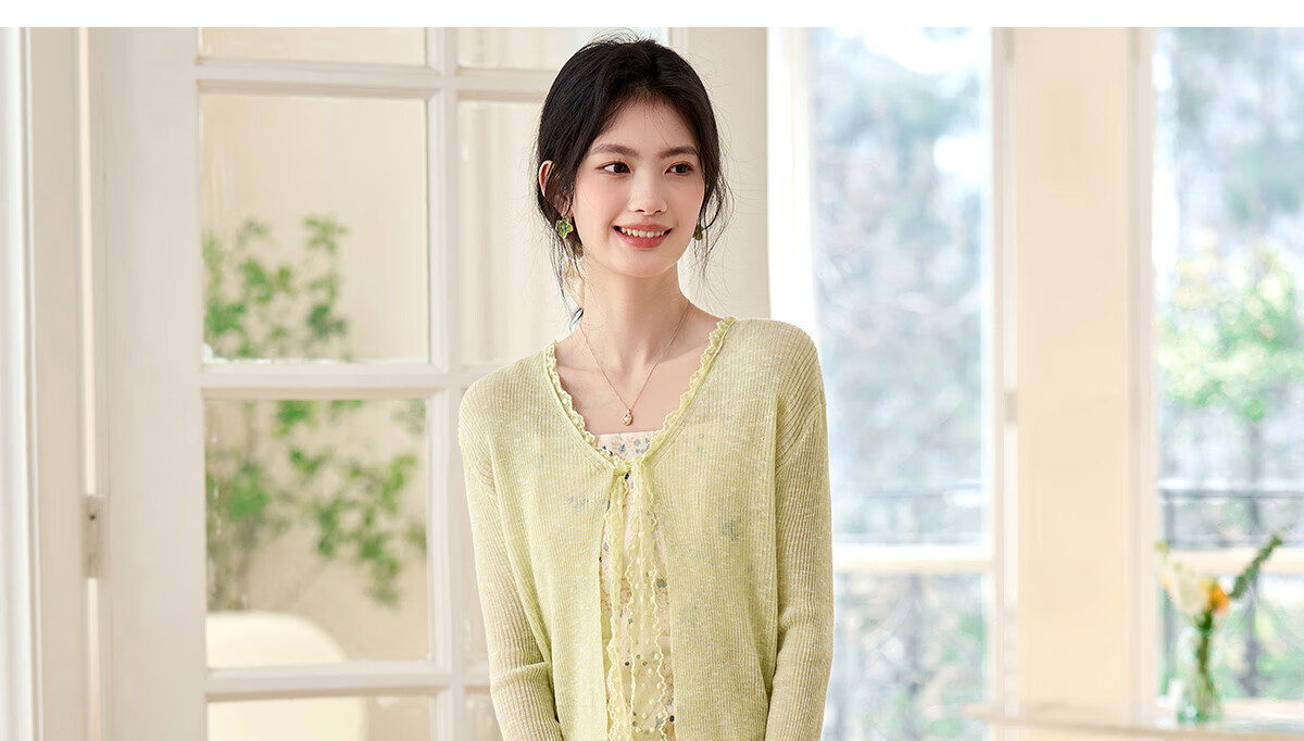 Pincai Women's Summer Ice Silk Lace Tie Cardigan Thin Shawl Air Conditioning Shirt P52Z070 50