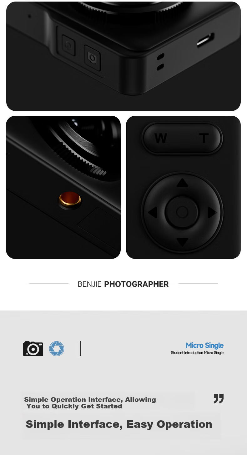BENJIE M9 Digital Camera for Students, CCD, High-Definition, Can Transfer to Phone, High Pixel Count, Portable, Card Camera, Anti-Shake, Delayed Shooting, 2.8-Inch IPS Screen, 128GB Black 17