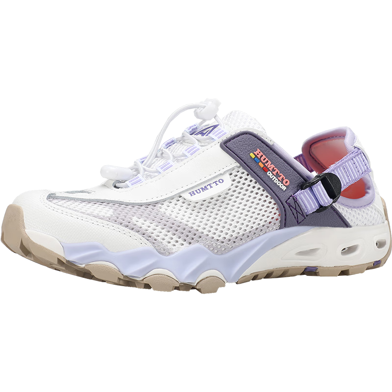 HUMTTO Summer Creek Shoes Breathable Quick-Dry Outdoor Water Shoes Comfortable Shock-Absorbing Hiking Shoes for Women Ivory White/Pale Purple Size 38