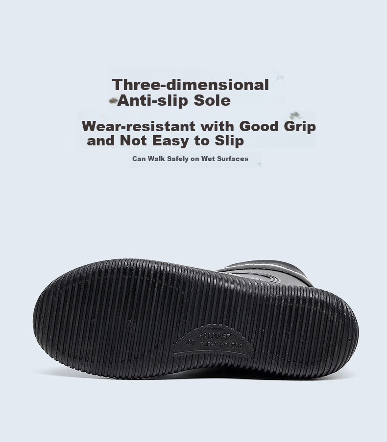GUOLUOFEI Men's Mid-Calf Rain Boots, Outdoor Waterproof Non-Slip Thick-Soled Elastic Shoes for Food Delivery Riders, Black, Size 43 3