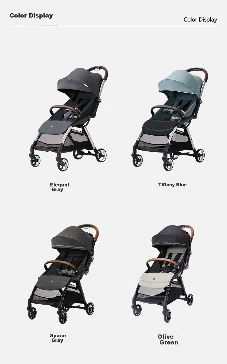 Gb Stroller, Lightweight, Can Sit And Lie Down, Portable, Wide, Baby Pushchair, Kunpeng D1801, Elegant Gray 34
