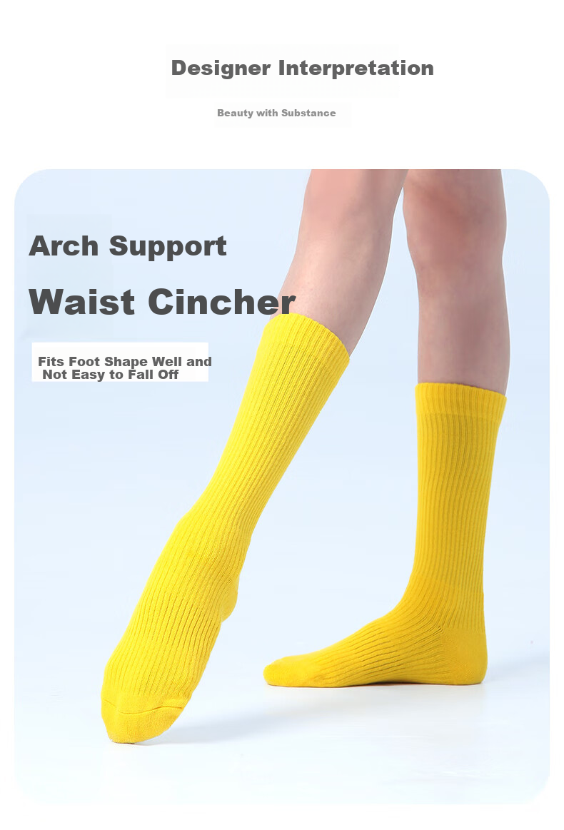 Bowuwuyuan Dance Socks, Cotton Mid-Calf Socks, Thickened Terry Bottom, Non-Slip, for Girls' Ballet Practice And Modern Dance 2