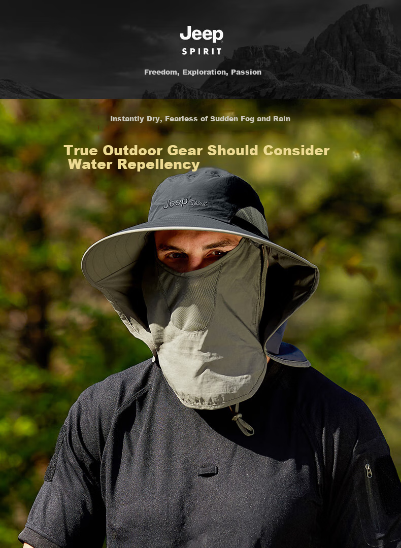 JEEP Hat for Men And Women, All-Season Sun Protection Cap, Casual Outdoor Fisherman Hat, Breathable Neck And Face Protection Sun Hat A0251 1