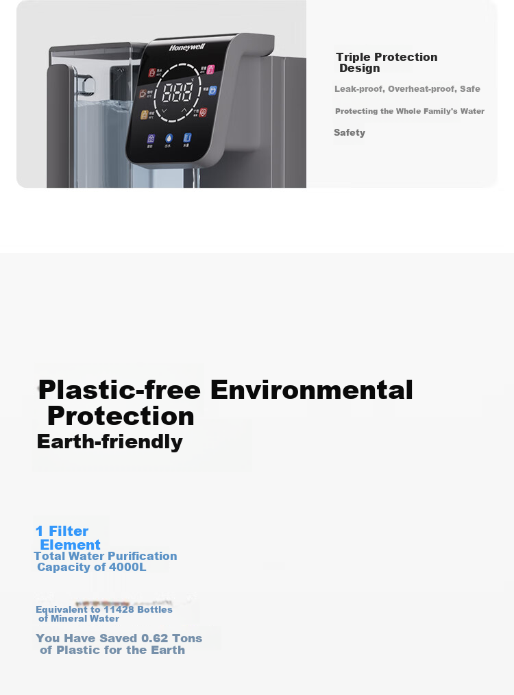 Honeywell Desktop Installation-Free Water Purifier Ice Maker Hot and Cold Direct Drinking Water Dispenser Home Mineral Spring Water Tap Water Iceland W2 Ultra WSRO-200 22