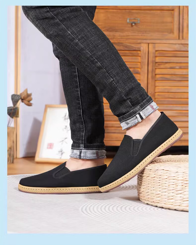 Yuzhaolin Casual Shoes Old Beijing Cloth Shoes Men Traditional Slip-On Lazy Shoes Middle-Aged and Elderly Dad Shoes Y1S-1012 Size 44 30