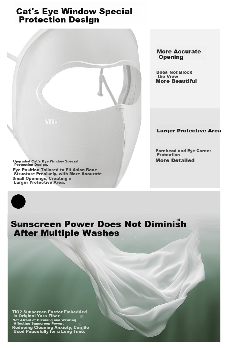 Beneunder Sun Protection Face Mask for Women, UV-Resistant Medical Beauty Full Face Mask, Stylish Face Cover, Cycling Face Guard, High Mountain Gray 6