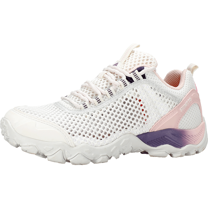 HUMTTO Women's Summer Outdoor Creek Shoes Mesh Breathable Casual Hiking Water Shoes Ivory White/Pale Pink Size 37