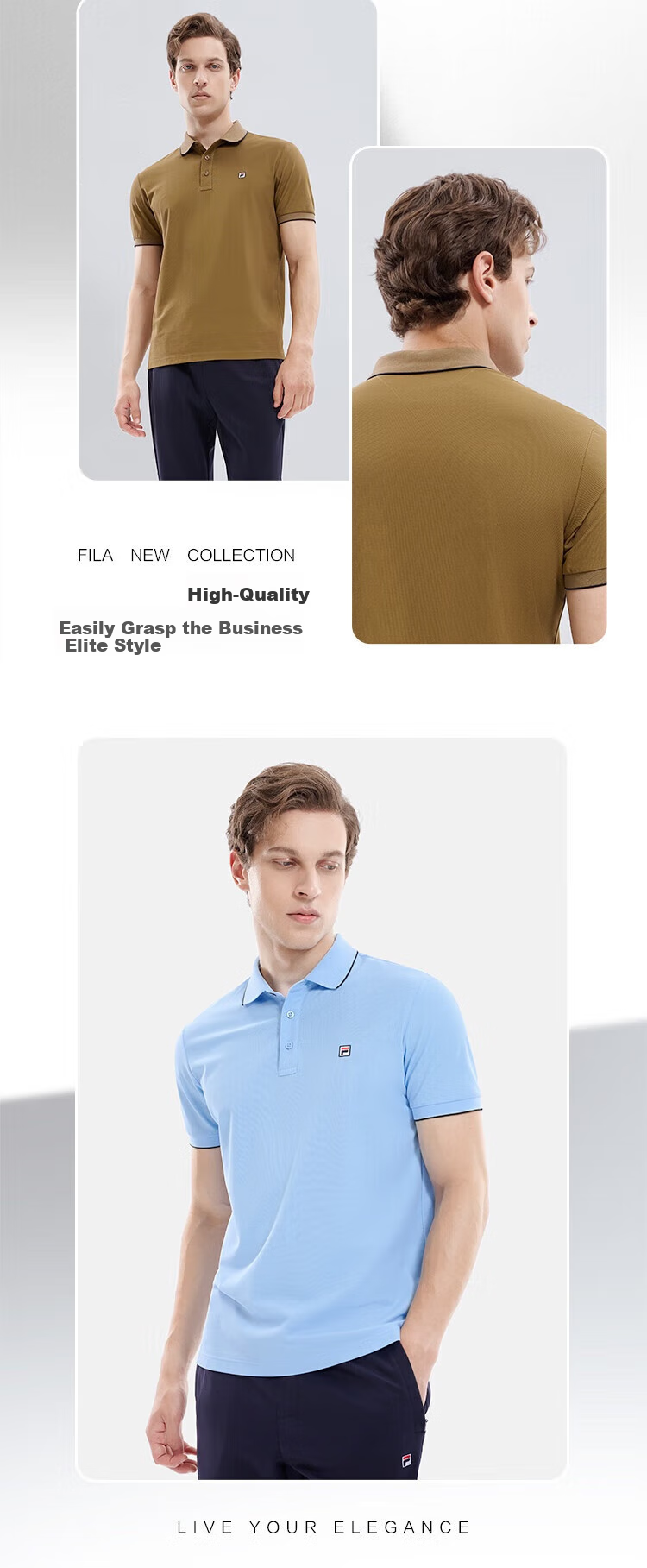 FILA Official Men's Polo Shirt 2026 Summer Cooling Short Sleeve Breathable Casual Business Top 9