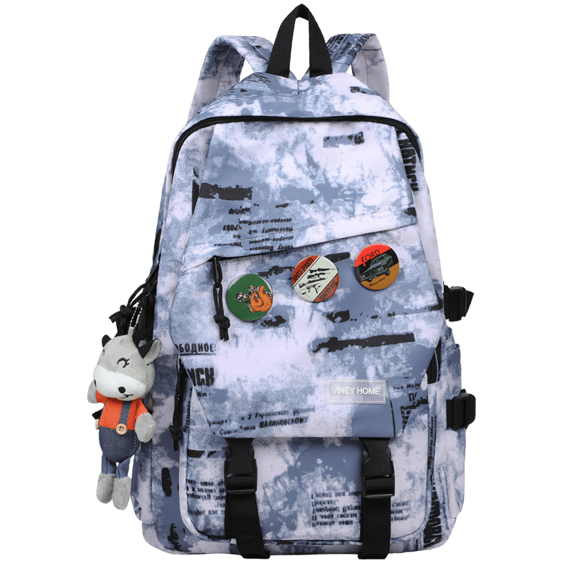 Viney Backpack for Men And Women, Simple Trendy Large Capacity Shoulder Bag for Middle School, High School And College Students, Blue