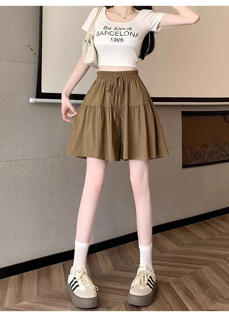 LangSha Women's Japanese-Style Design Casual Skort Shorts, Summer Lightweight High-Waisted Slimming Shorts for Petite Figures 9