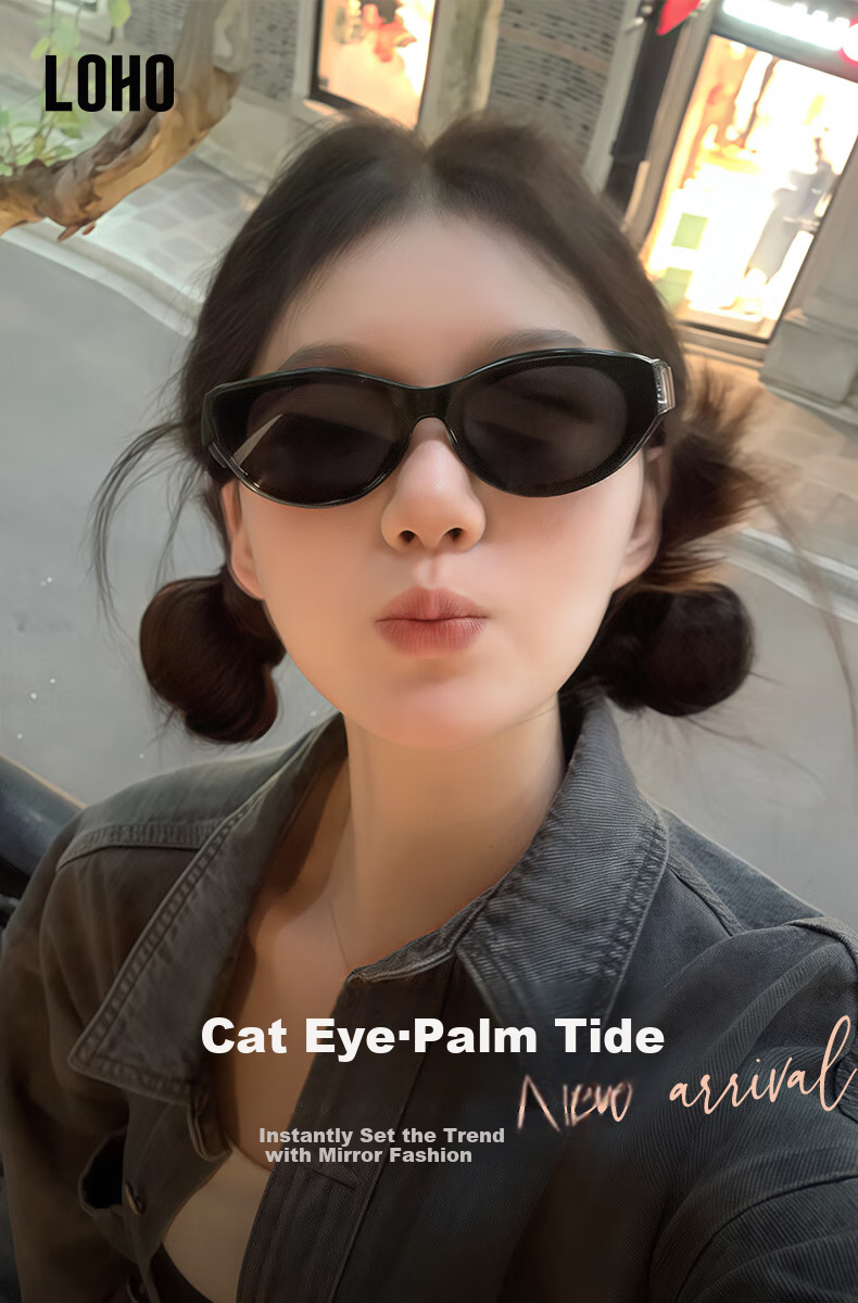 LOHO Cat Eye Sunglasses for Women, Round Face Sun Glasses, Travel Photography, High-End Look, Driving-Specific UV Protectio 1