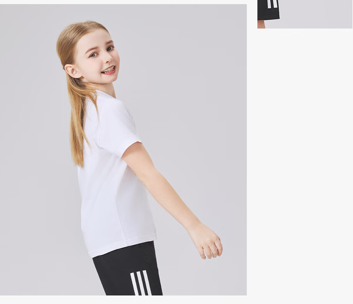 Adidas 2025 New Children's Short-Sleeve T-Shirt, Summer Outdoor Sports Casual Versatile Top, White + Gold, Size 116 15
