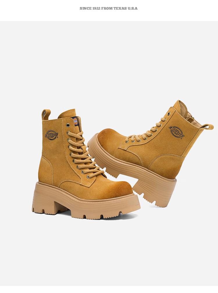 Dickies Women's Martin Boots, Fashionable Versatile High-Top Boots, British Style Casual Boots, Work Boots, Khaki, Size 35 7