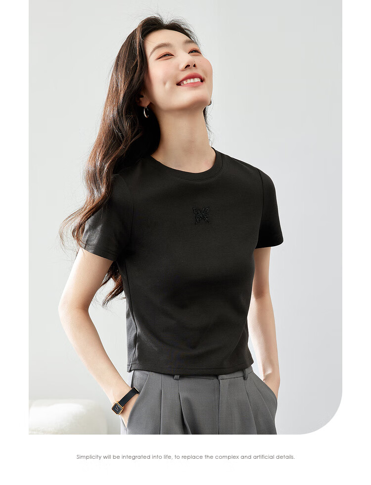 Vimly White Regular Shoulder Short-Sleeve T-Shirt for Women, Summer 2026 Slim-Fit Distinctive Printed Short Top, Off-White, M 10