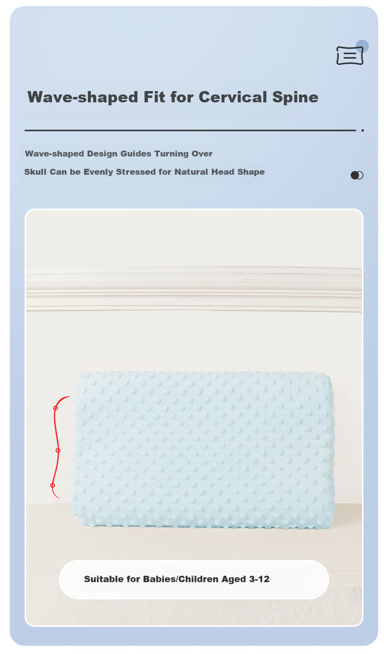 Grace Plush Children's Pillow, Memory Foam Pillow Core, Baby Student Pillow with Removable Cover, Washable, Dream Blue, 44*27cm 7