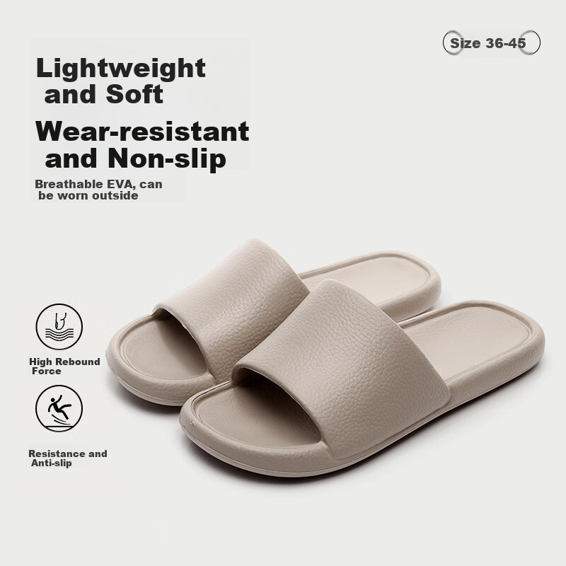 GUOLUOFEI Mocha Slippers for Men And Women, Summer Home Non-Slip Bathroom Shower Sandals, Suitable for Outdoor Wear, Taupe, Size 38-39